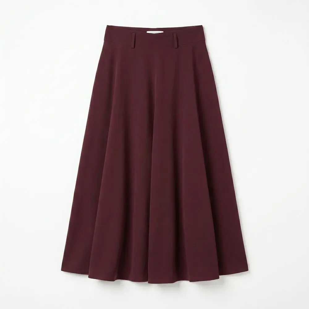 100% Pure Wool Linda Allard Ellen Tracy Maxi Skirt Burgundy Size 6